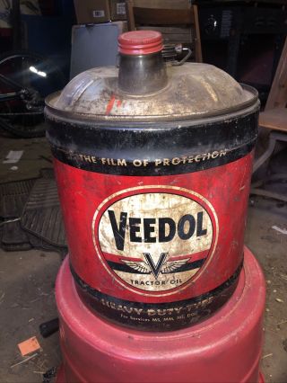Vintage Veedol Tractor Oil Can 5 Gallon