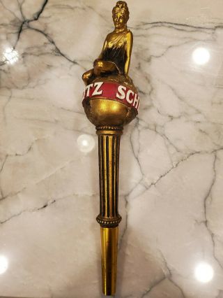 Schlitz Brewing Beer Gold Lady On Globe Rare Tap Handle Vintage 12 "