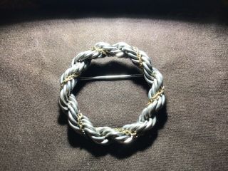 Vintage Tiffany & Co Brooch 18k Yellow Gold & 925 Silver.  ”twisted Rope”