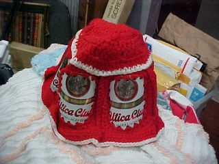 4 Hats Vintage Utica Club Beer Can Crochet Hat Tailgate Fun
