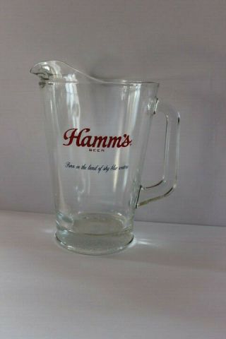 Vintage Hamm ' s Beer Pitcher 4 Glasses Born In The Land of Sky Blue Waters 2
