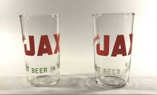 2 Jax Beer Glasses Rare Vintage 1950 