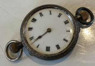 Very Rare Unusual Antique Solid Silver Pocket Watch With Two Winders One A Dummy