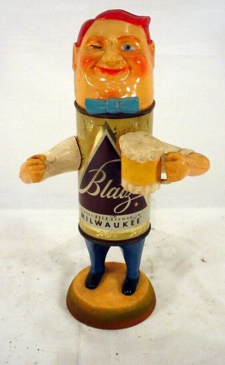 Vintage Blatz Beer Can Man Tilimac Back Bar Figure Statue 1950 