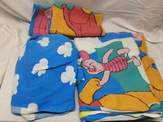 Vintage Winnie The Pooh Full Size Sheets Cloud - 2 Cases,  1 Fitted & 1 Flat.
