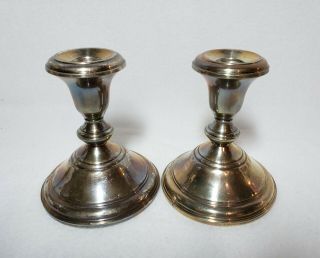 Vintage Sterling Frank M Whiting Co 4 1/2 " Candle Holders Weighted 268 1896 - 1940