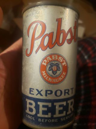 Pabst Blue Ribbon Export Opening Instruction Flat Top Old Beer Can