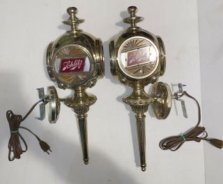Schlitz Beer Wall Sconce Pair Carriage Lights Advertising