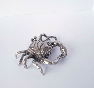 Vintage Solid Silver Italian Made Miniature Crab Hallmarked Large