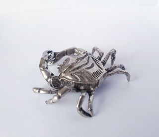 Vintage Solid Silver Italian made miniature Crab Hallmarked Large 2