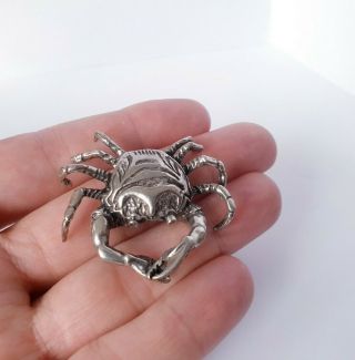 Vintage Solid Silver Italian made miniature Crab Hallmarked Large 3
