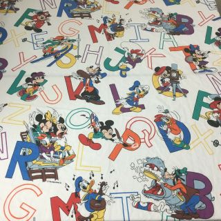 Vintage Twin Flat Sheet Mickey Mouse And Friends Alphabet Walt Disney