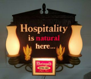 Vtg Rheingold Extra Dry Lager Beer Hospitality Is Natural Here Lighted Sign