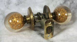 Vintage Ruth Richmond Weiser Lucite Acrylic Golden Flake Ball Door Knob Set 1