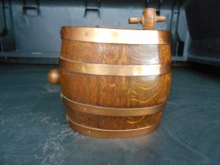 Vintage French Small Oval Oak Barrel With Tap And Stopper