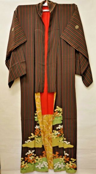 Cool Vintage Japanese Kimono Gown Fabric 100 Silk For Women（ob）