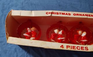 Vintage Kissing Santa And Mrs Claus Acrylic Plastic Ornaments By Decor
