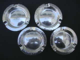 4 Antique Hammered Silver Plate Ashtrays Bohrmann Confiserie St Moritz Coasters