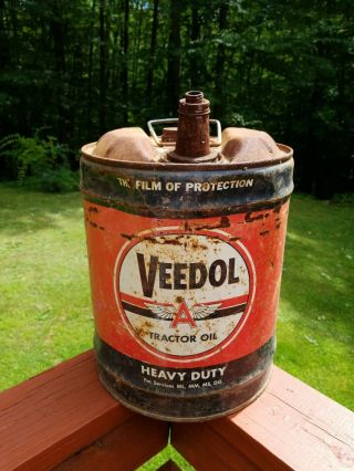 Vintage Veedol Tractor Oil Can 5 Gallon
