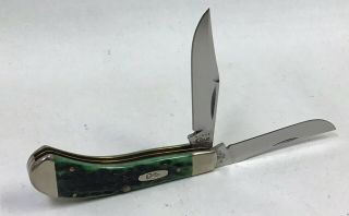 2010 Case Xx T.  B.  62110 Ss Green Jig Bone Saddlehorn 2 Blade Pocket Knife