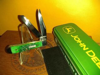 Case Xx Usa John Deere Tiny Trapper 62154 Ss Pocket Knife With Tin