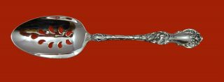 Floral By Wallace Plate Silverplate Serving Spoon Pierced 9 - Hole Custom