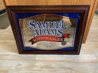 Samuel Adams Boston Lager Beer Bar Pub Man Cave Mirror Sign 23 " W 17.  5 " L
