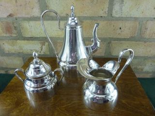Vintage Italian Silver Plated 3 Piece Coffee Set Coffee Pot Sugar Bowl Milk
