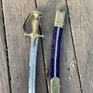 Vintage Ornate Indian Talwar Sword & Felt Scabbard Made In India