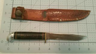 Vintage Western Boulder Co Usa Fixed 4 1/2 " Blade Hunting Knife Sheath