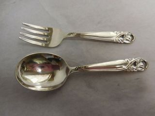 International Spring Glory 1942 Sterling Silver Baby Spoon And Fork No Monogram