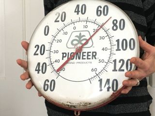 Vintage 12” Pioneer Hubbard Seeds Advertising Thermometer Signs