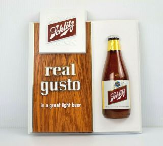 Rare Vintage Schlitz Real Gusto 3 - Dimensional Beer Bottle Bar Sign