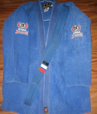 Atama Jiu - Jitsu Uniform Kimono Gi Brazilian Cotton Blue A4 (220 - 255 Lbs. )