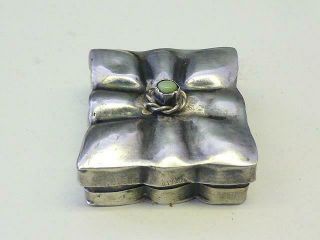 Vintage Sterling Silver Turquoise Set Square Gift Present Shape Pill Box