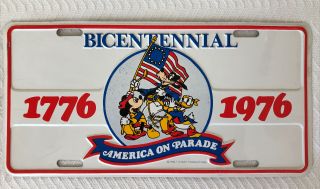 Walt Disney 1776 Bicentennial America On Parade License Plate Patriotic