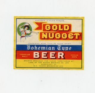 Canada Beer Label - Lake Of The Woods Gold Nugget Bohemian Type Beer