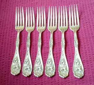 Set Of 6 Antique W.  R.  Keystone Carnation Dinner Forks.  January 14,  1908.