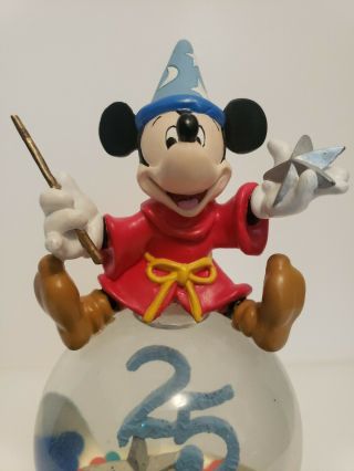 Vintage Mickey Mouse Walt Disney World 25th Anniversary Musical Snow Globe 2