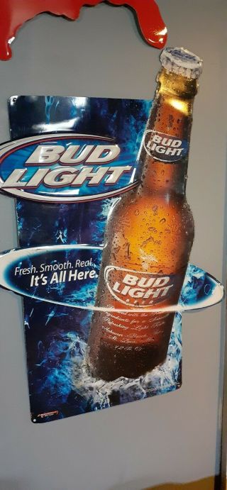 Vintage Bud Light Beer Metal Tin Sign Budweiser Rare 2004.  26 - 1/2 " X 18 - 1/2 "