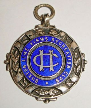 Solid Silver & Enamel Fob Buxton Lime Firms Football - Hallmarked B 