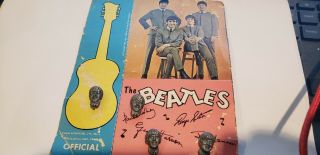Vintage 1964 Nems Official Beatles Tie Tack Pin Set On Photo Card Fab Four