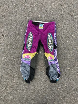 Vintage Answer Motocross Pants Dirt Bike Motorcycle Racing Purple Mens Sz 34