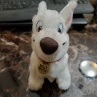 Disney Store Bolt Dog Soft Plush Toy Stuffed Animal 7 " Tall White Pre - Owned