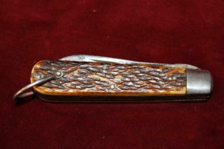 Early Vintage Camillus Cutlery Co,  2 Blade Pocket Knife W/jigged Bone Scales