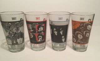The Beatles Beer Glasses Set Of 4 Album Cover Pint Beverage Cups