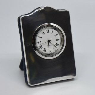 Stylish Solid Silver Cased Clock London 1996 Kitney & Co