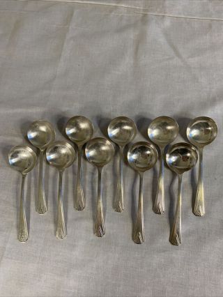 Oneida Community Plate Deauville 1929 Round Bowl Soup Spoon Set Of 10
