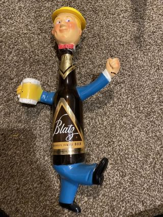 Vintage Blatz Beer Bottle Guy Bar Sign
