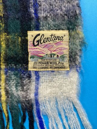 Vtg 70s Glentana Scottish Mohair Wool Blanket Throw Tartan 72 " X 48 " Plaid